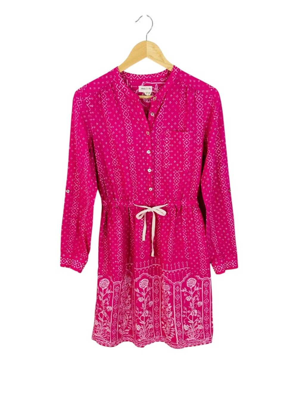 Meadow Rue Women's Size 4 Anila Geometric Floral Drawstring Pink Dress